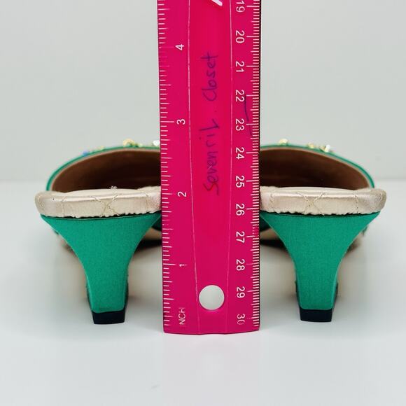 NIB Gucci Horsebit Crystals Satin Mules IT 36 US 6 Slip On Emerald Green Sandal - Picture 11 of 15